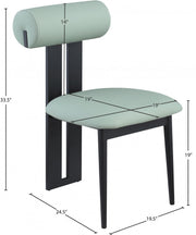 Dario Vegan Leather Upholstered Dining Chair in Green, Set of 2 - 922Mint-C