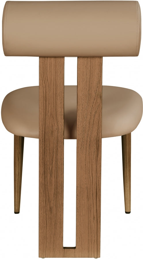 Dario Vegan Leather Upholstered Dining Chair in Natural, Set of 2 - 917Tan-C