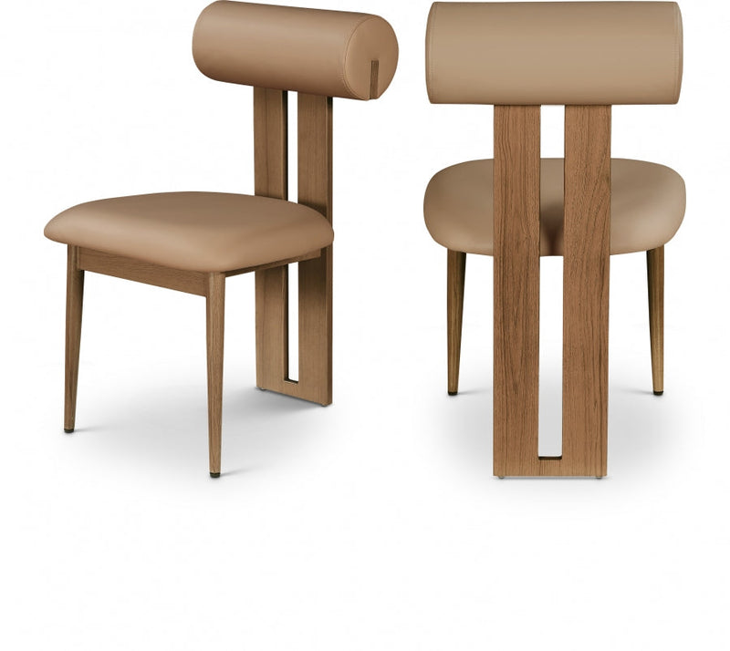 Dario Vegan Leather Upholstered Dining Chair in Natural, Set of 2 - 917Tan-C