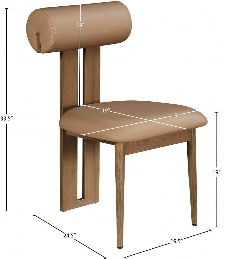 Dario Vegan Leather Upholstered Dining Chair in Natural, Set of 2 - 917Tan-C