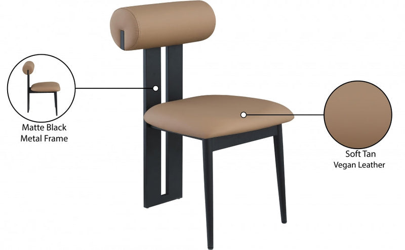 Dario Vegan Leather Upholstered Dining Chair in Natural, Set of 2 - 922Tan-C
