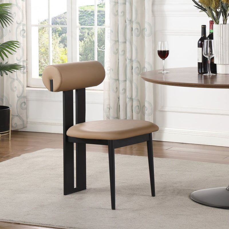 Dario Vegan Leather Upholstered Dining Chair in Natural, Set of 2 - 922Tan-C