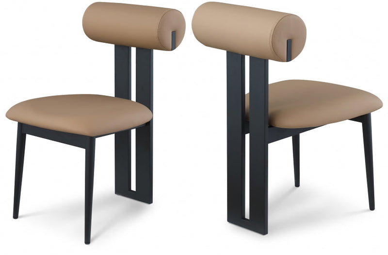 Dario Vegan Leather Upholstered Dining Chair in Natural, Set of 2 - 922Tan-C