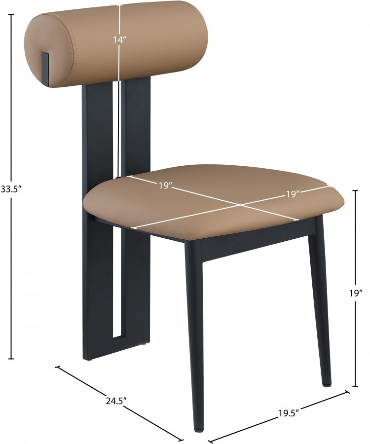 Dario Vegan Leather Upholstered Dining Chair in Natural, Set of 2 - 922Tan-C