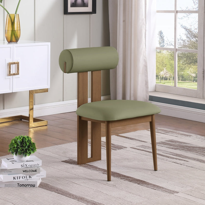Dario Vegan Leather Upholstered Dining Chair in Olive, Set of 2 - 917Olive-C