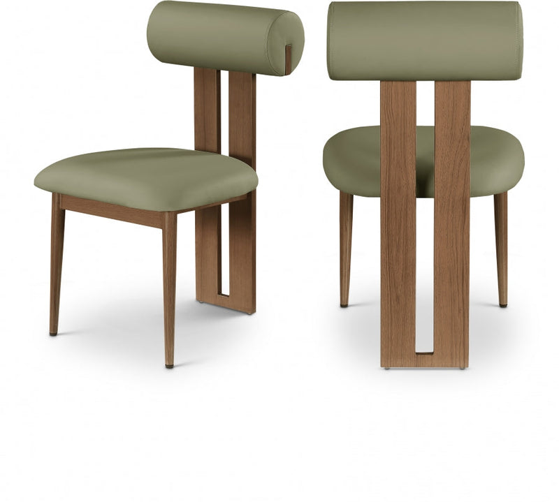 Dario Vegan Leather Upholstered Dining Chair in Olive, Set of 2 - 917Olive-C