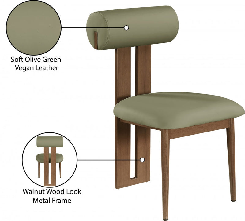 Dario Vegan Leather Upholstered Dining Chair in Olive, Set of 2 - 917Olive-C