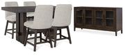 Dark Brown Burkhaus Counter Height Dining Table and 4 Barstools with Storage - PKG019511