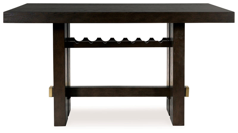 Dark Brown Burkhaus Counter Height Dining Table and 4 Barstools with Storage - PKG019511