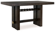 Dark Brown Burkhaus Counter Height Dining Table and 6 Barstools with Storage - PKG019512