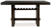 Dark Brown Burkhaus Counter Height Dining Table and 6 Barstools with Storage - PKG019512