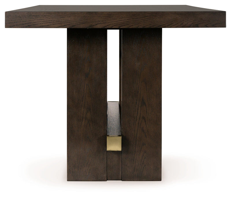 Dark Brown Burkhaus Counter Height Dining Table and 6 Barstools with Storage - PKG019512