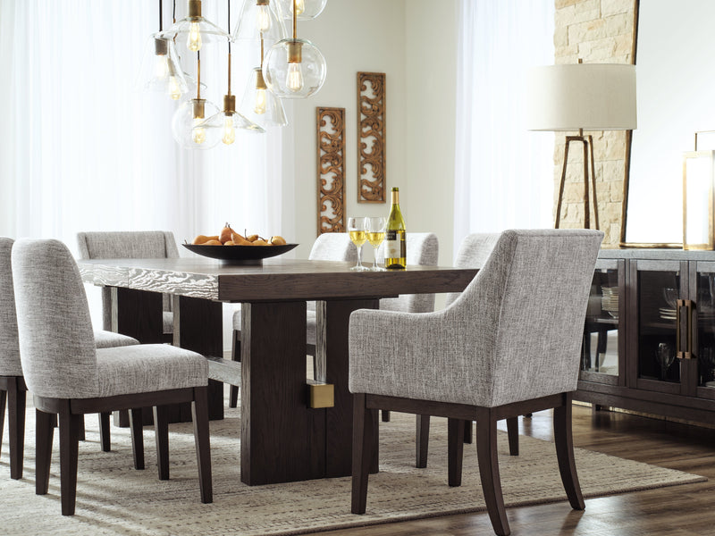 Dark Brown Burkhaus Dining Table and 8 Chairs - PKG013372