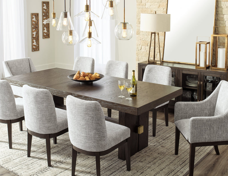 Dark Brown Burkhaus Dining Table and 8 Chairs - PKG013372