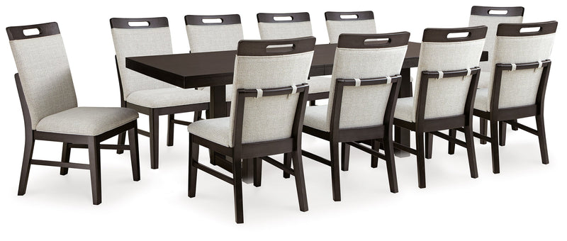 Dark Grayish Brown Neymorton Dining Table and 10 Chairs - PKG019475