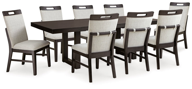 Dark Grayish Brown Neymorton Dining Table and 8 Chairs - PKG019474