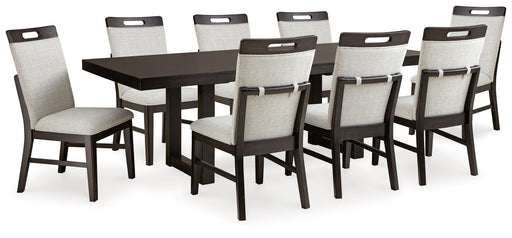Dark Grayish Brown Neymorton Dining Table and 8 Chairs - PKG019474