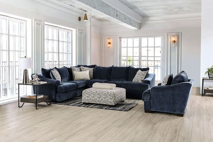 Darlington Ivory/Navy Ottoman - SM5412-OT