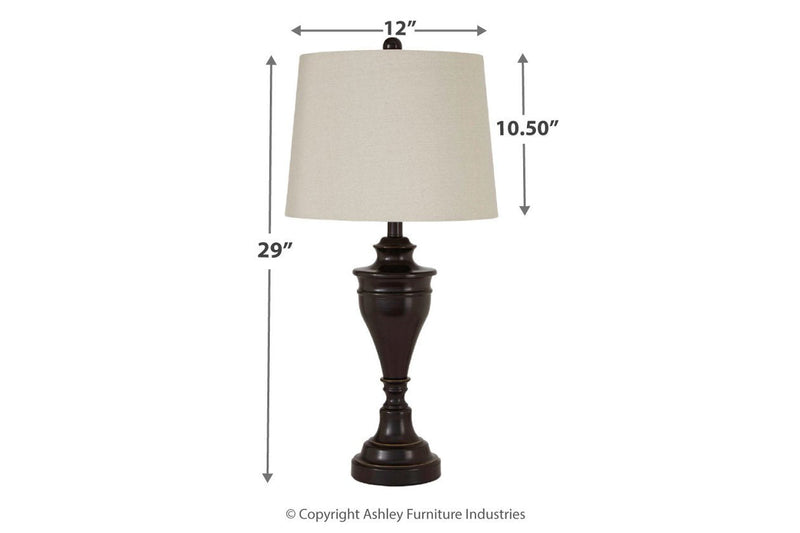 Darlita Bronze Finish Table Lamp (Set of 2) - Gate FurnitureTable Lamp Pair