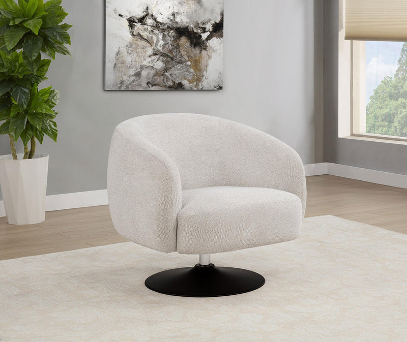 Dave Upholstered Barrel Back Swivel Club Chair Beige - 905739