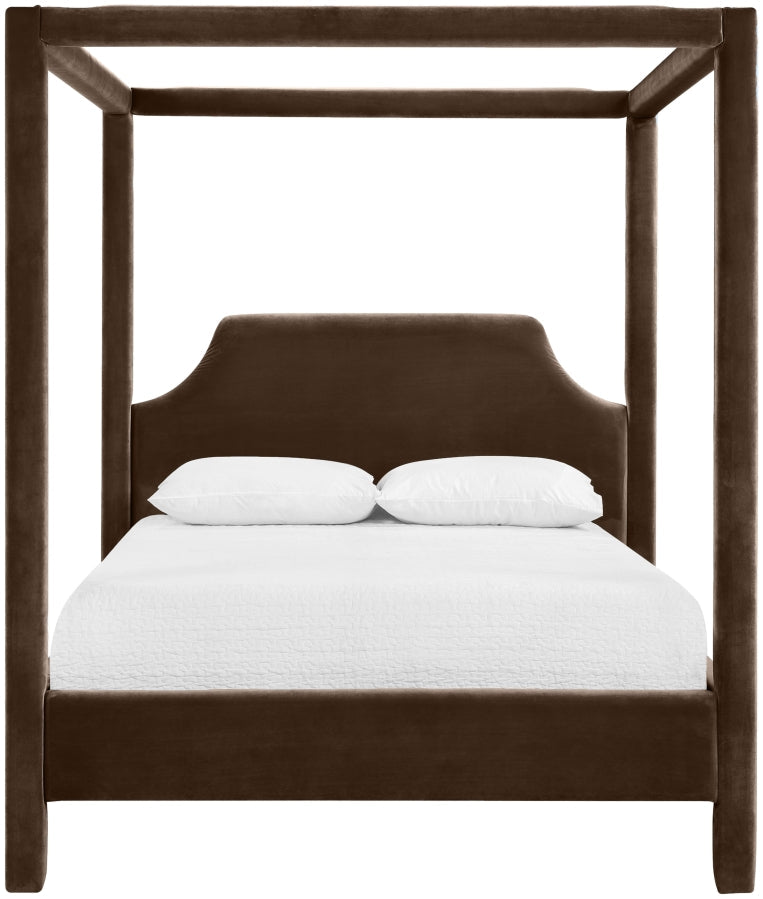 Dawson Velvet Upholstered Full Bed in Brown - DawsonBrown-F