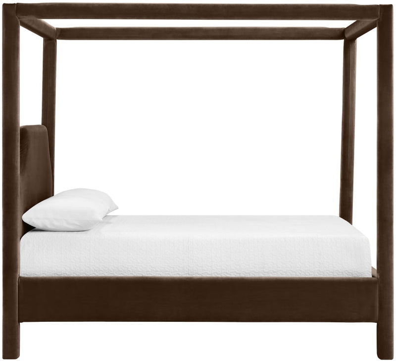 Dawson Velvet Upholstered Full Bed in Brown - DawsonBrown-F