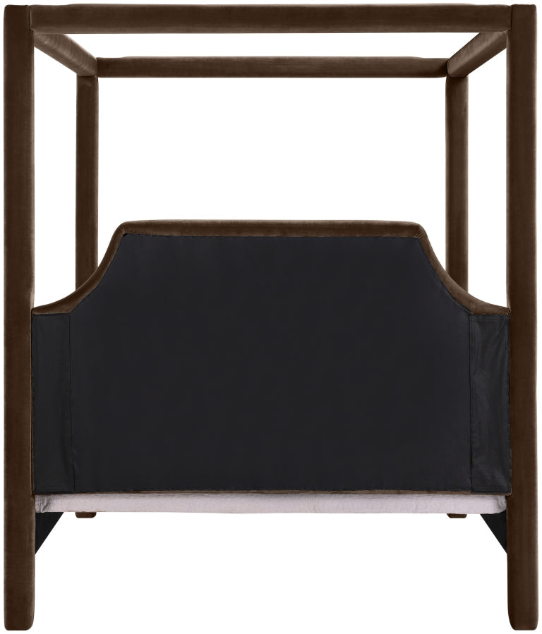 Dawson Velvet Upholstered Full Bed in Brown - DawsonBrown-F