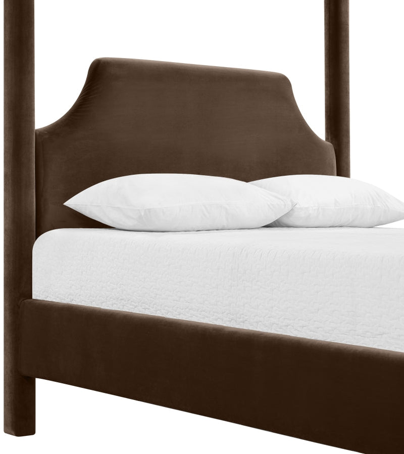Dawson Velvet Upholstered Full Bed in Brown - DawsonBrown-F