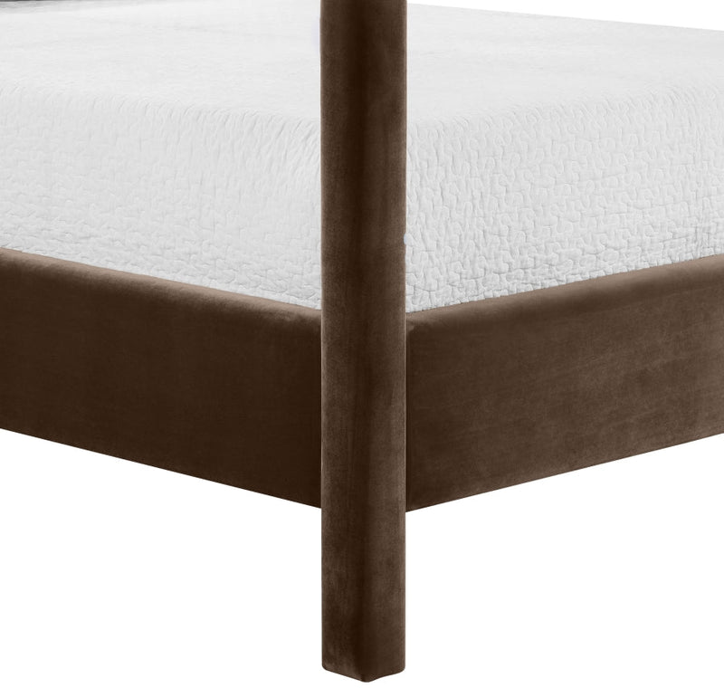 Dawson Velvet Upholstered Full Bed in Brown - DawsonBrown-F