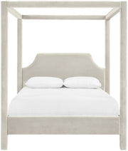 Dawson Velvet Upholstered Full Bed in Cream - DawsonCream-F