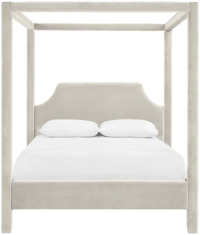 Dawson Velvet Upholstered Full Bed in Cream - DawsonCream-F