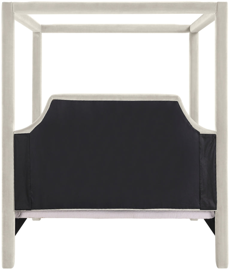 Dawson Velvet Upholstered Full Bed in Cream - DawsonCream-F