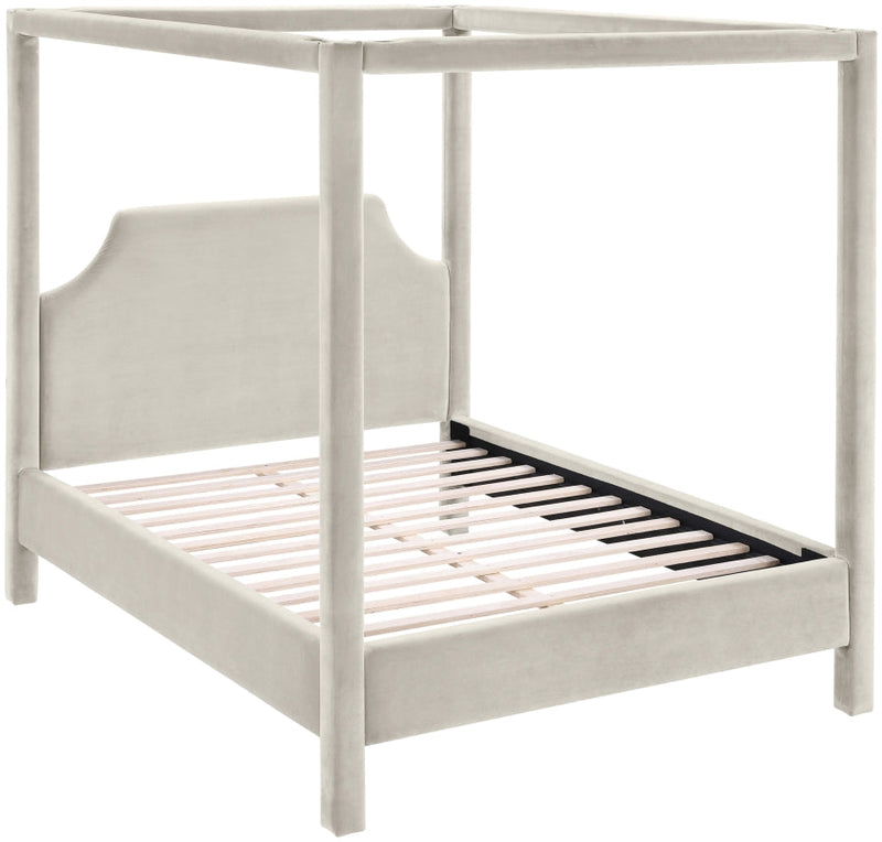 Dawson Velvet Upholstered Full Bed in Cream - DawsonCream-F