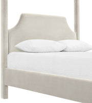 Dawson Velvet Upholstered Full Bed in Cream - DawsonCream-F