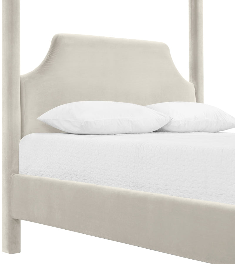 Dawson Velvet Upholstered Full Bed in Cream - DawsonCream-F