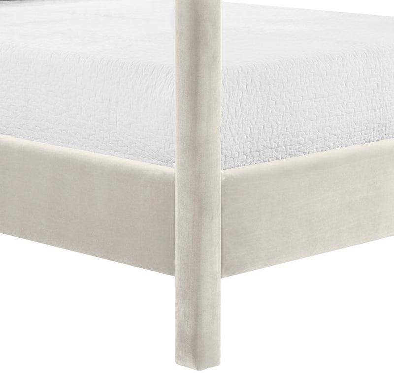 Dawson Velvet Upholstered Full Bed in Cream - DawsonCream-F