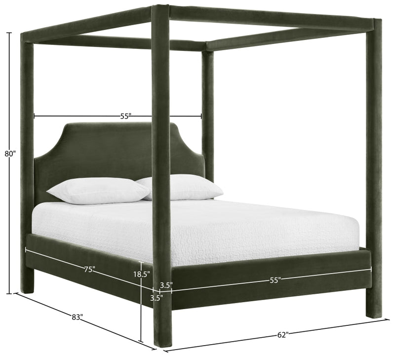 Dawson Velvet Upholstered Full Bed in Green - DawsonGreen-F