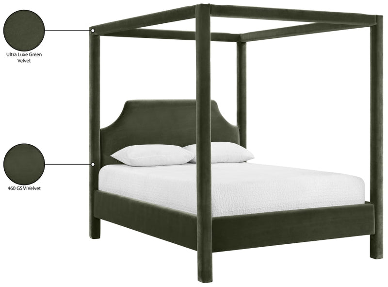 Dawson Velvet Upholstered Full Bed in Green - DawsonGreen-F