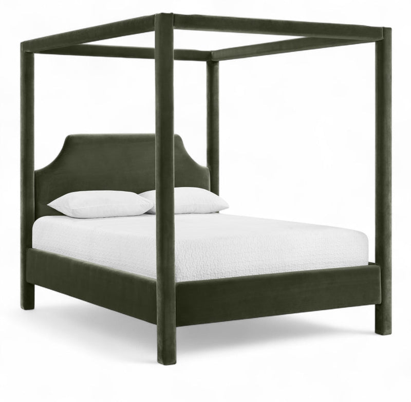 Dawson Velvet Upholstered Full Bed in Green - DawsonGreen-F