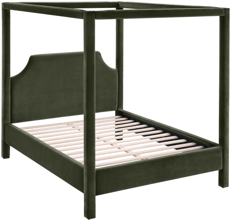 Dawson Velvet Upholstered Full Bed in Green - DawsonGreen-F