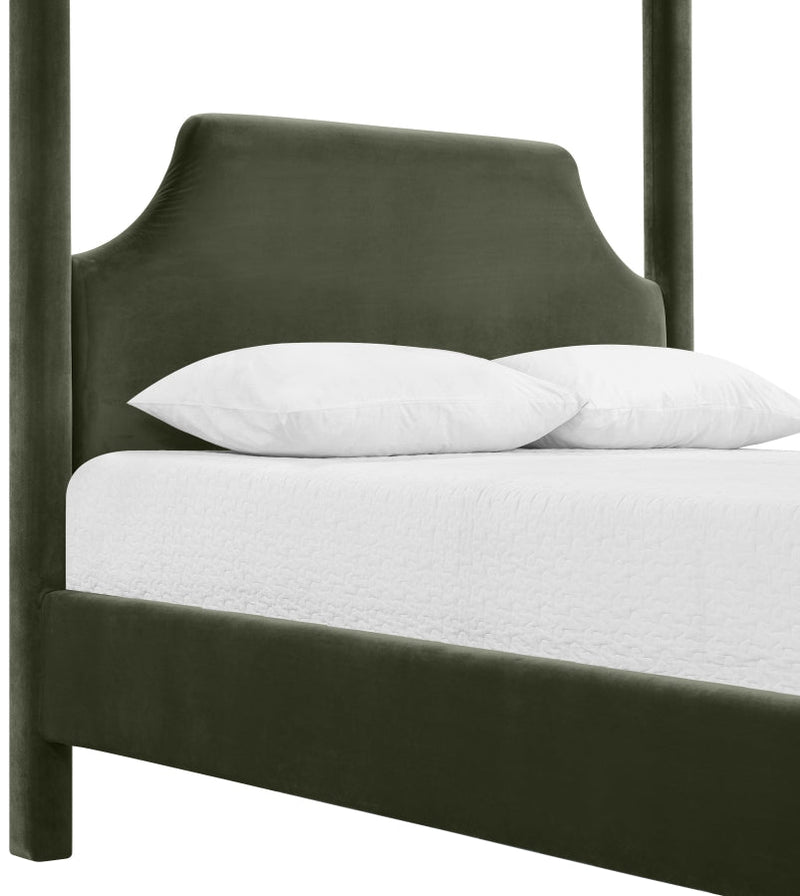 Dawson Velvet Upholstered Full Bed in Green - DawsonGreen-F