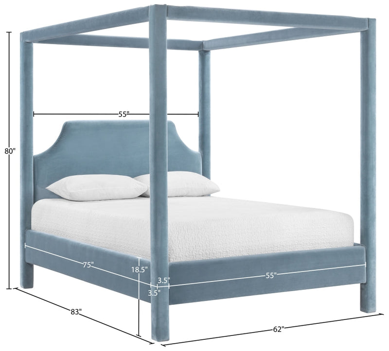 Dawson Velvet Upholstered Full Bed in Light Blue - DawsonLtBlu-F