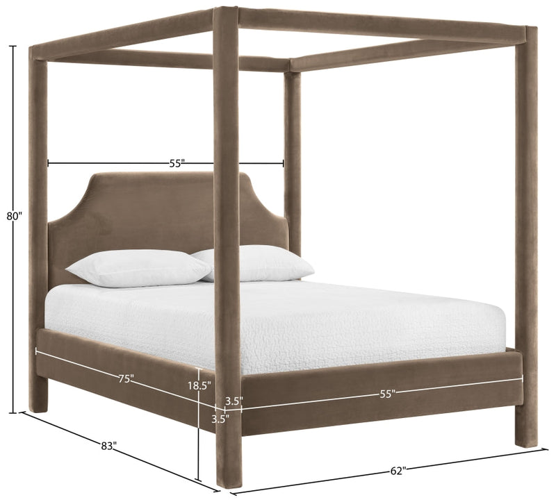 Dawson Velvet Upholstered Full Bed in Taupe - DawsonTaupe-F