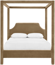 Dawson Velvet Upholstered Queen Bed in Beige - DawsonBeige-Q