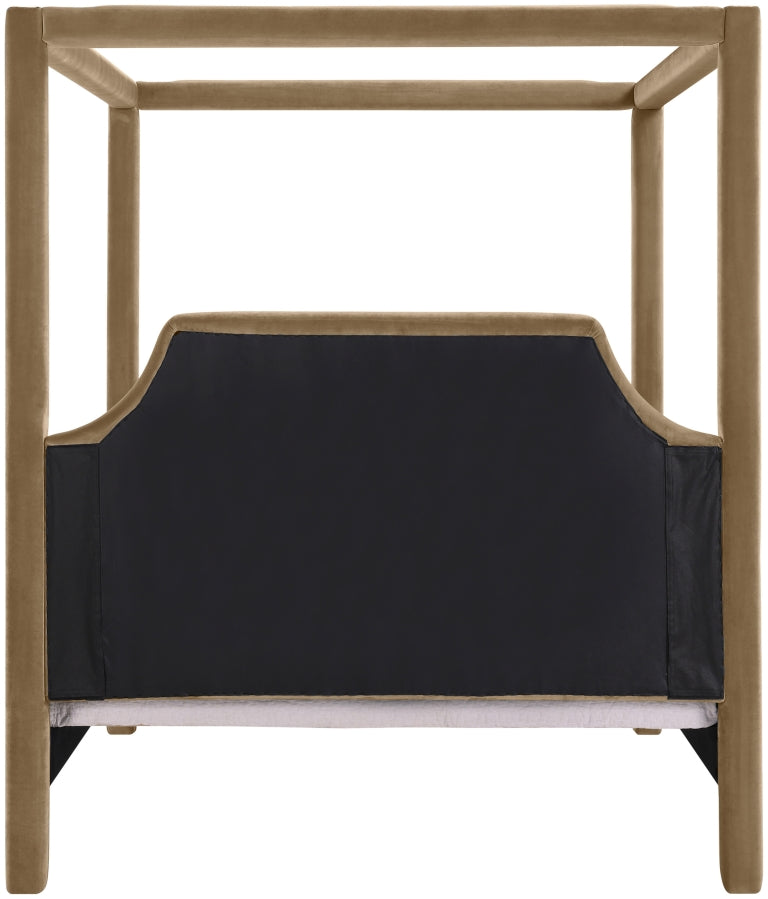 Dawson Velvet Upholstered Queen Bed in Beige - DawsonBeige-Q