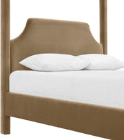 Dawson Velvet Upholstered Queen Bed in Beige - DawsonBeige-Q