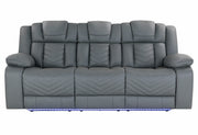 U7068 Grey 10 Power Reclining Sofa With Ddt, Wc And Led - U7068-GREY 10-PRS W/DDT+WC+LED