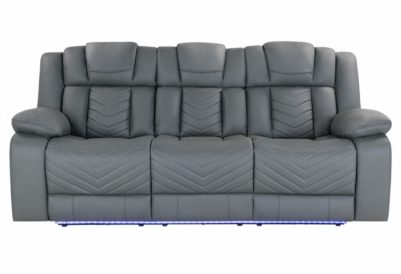 U7068 Grey 10 Power Reclining Sofa With Ddt, Wc And Led - U7068-GREY 10-PRS W/DDT+WC+LED