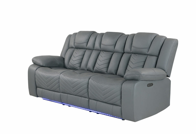 U7068 Grey 10 Power Reclining Sofa With Ddt, Wc And Led - U7068-GREY 10-PRS W/DDT+WC+LED