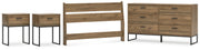 Deanlow Full Panel Headboard with Dresser and 2 Nightstands in Honey - PKG017178